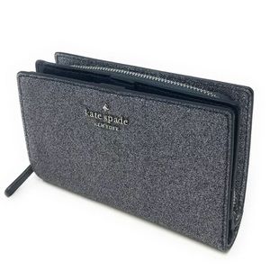 NWT Kate Spade Joeley Dusk Navy Glitter M Bifold